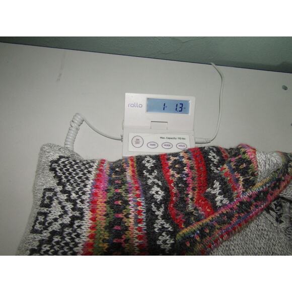 Natural Reflections Sherpa Lined Hooded Cardigan Sweater Gray Fair Isle L - Picture 7 of 7